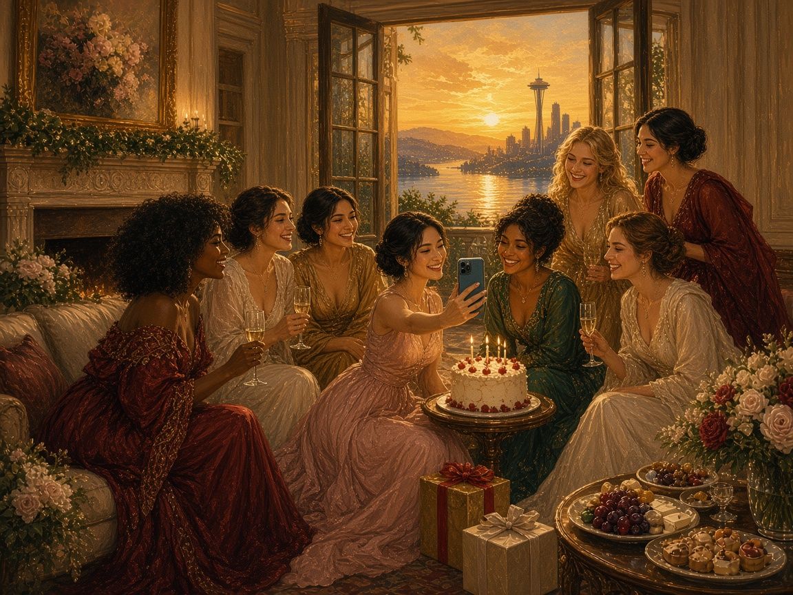A group of friends taking a selfie at a private celebration